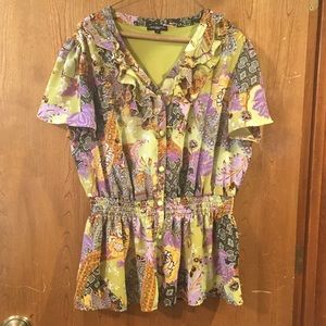 Peplum Top w/a Feminine Pattern, 3X